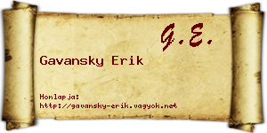 Gavansky Erik névjegykártya